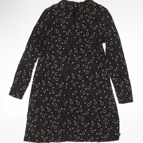 Marks and Spencer Women’s Black Floral Shift Dress Size 14 Long Sleeve