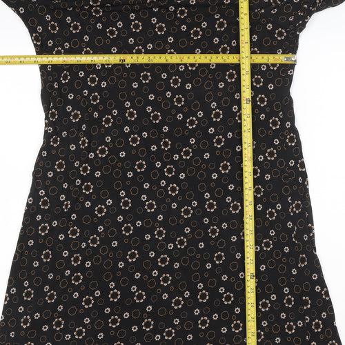 Marks and Spencer Women’s Black Floral Shift Dress Size 14 Long Sleeve