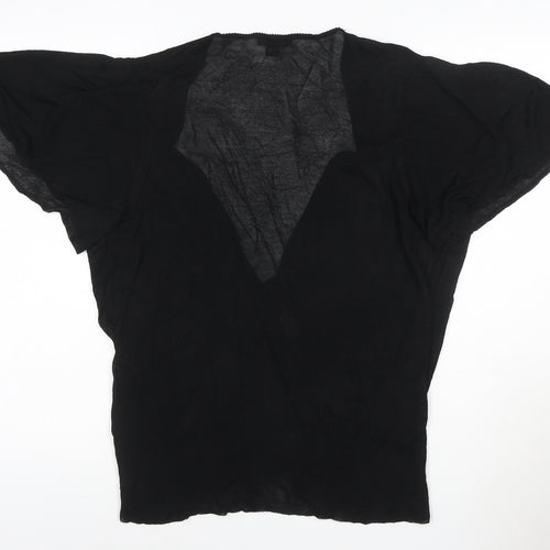 Morgan Women’s Black Viscose V-Neck Beaded Short Sleeve Jumper Size 20
