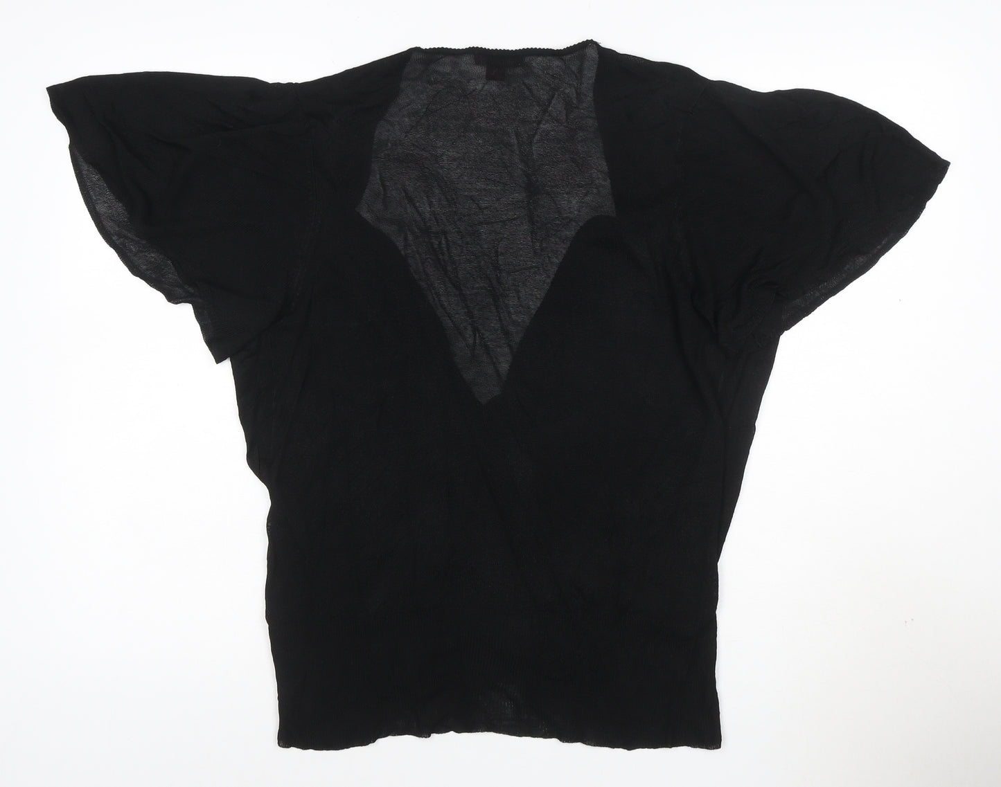 Morgan Women’s Black Viscose V-Neck Beaded Short Sleeve Jumper Size 20