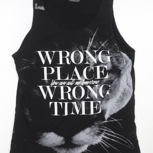 Pull&Bear Men's Black Sleeveless Graphic T-Shirt Size S 100% Cotton