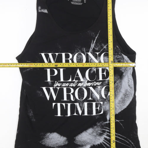 Pull&Bear Men's Black Sleeveless Graphic T-Shirt Size S 100% Cotton