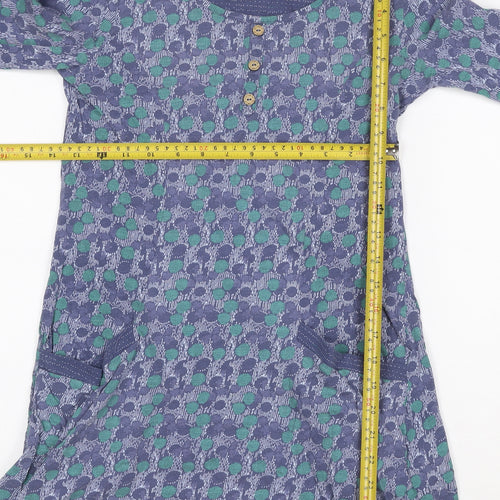 Palava Women’s Blue Green Patterned Jersey Shirt Dress Size 12