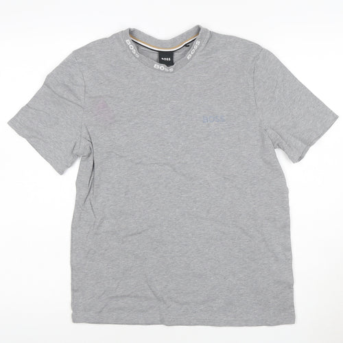 BOSS Men's Grey Regular Fit Short Sleeve Cotton T-Shirt M