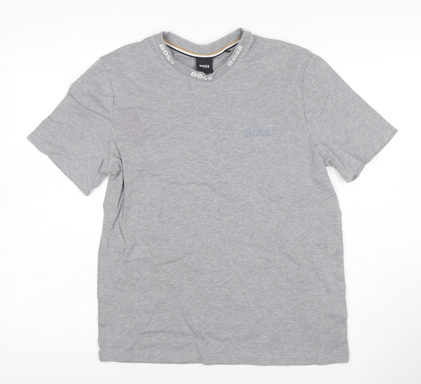 BOSS Men's Grey Regular Fit Short Sleeve Cotton T-Shirt M