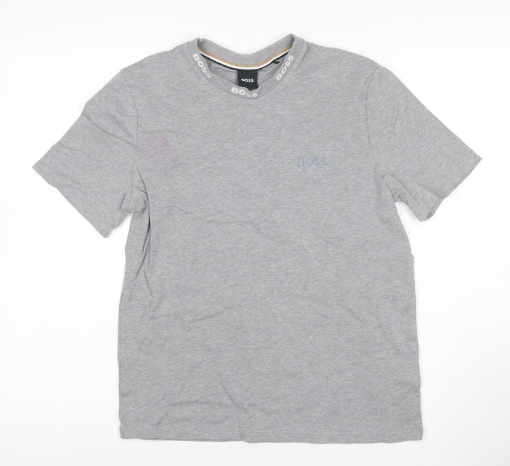 BOSS Men's Grey Regular Fit Short Sleeve Cotton T-Shirt M