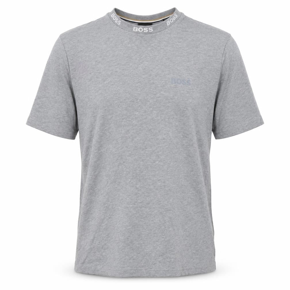 Front view of BOSS Men's Grey Regular Fit Short Sleeve Cotton T-Shirt M