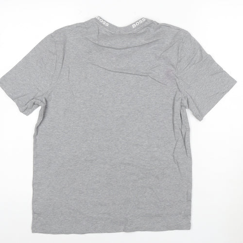 BOSS Men's Grey Regular Fit Short Sleeve Cotton T-Shirt M