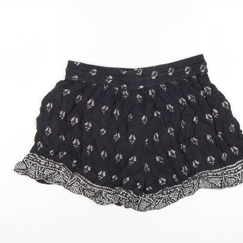 Fat Face Women’s Black Viscose Paperbag Shorts Size 12 Bohemian Floral
