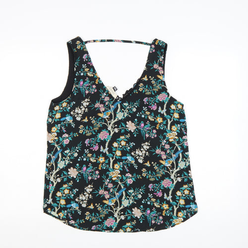 Oasis Women Black Floral Lace Trim Camisole Top Size 12