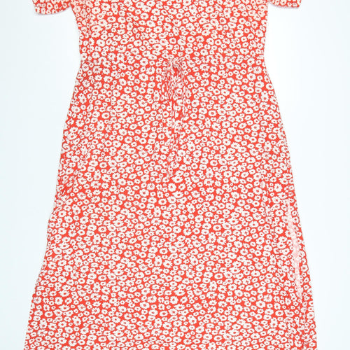 Threadbare Women Red Floral T-Shirt Dress Size 14 Short Sleeve