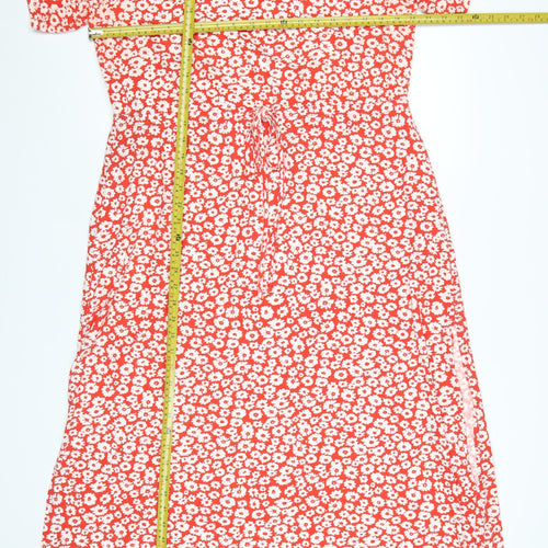 Threadbare Women Red Floral T-Shirt Dress Size 14 Short Sleeve