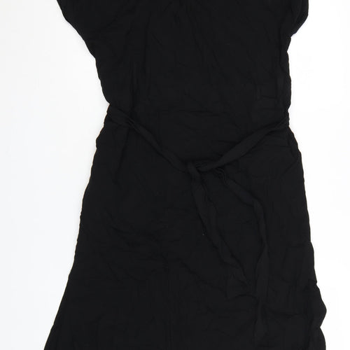Apricot Women's Black Size 16 Shirt Dress Collared Stretch Viscose