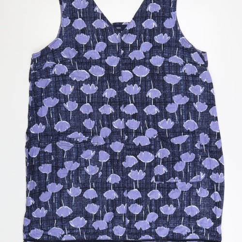 Next Women Blue Floral Shift Dress Size 22 Linen Viscose