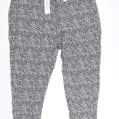 Marks and Spencer Womens Black Animal Print Cropped Trousers Size 24