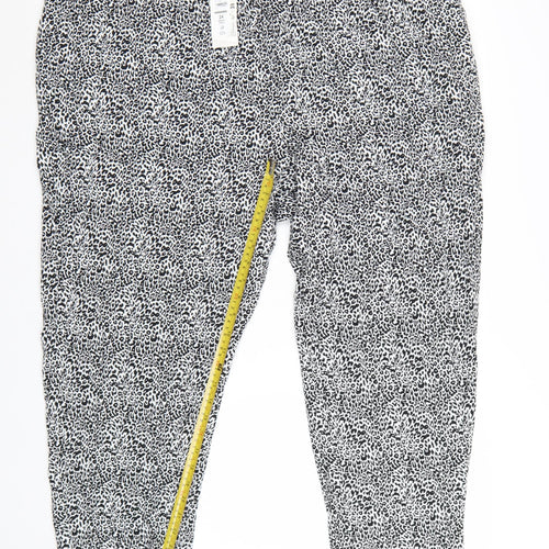 Marks and Spencer Womens Black Animal Print Cropped Trousers Size 24