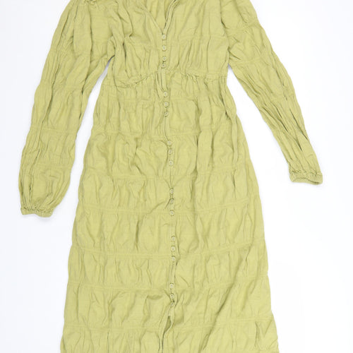 Marks and Spencer Women Green Size 8 A-Line Midi Dress