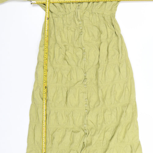 Marks and Spencer Women Green Size 8 A-Line Midi Dress