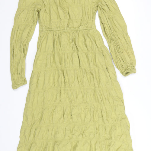 Marks and Spencer Women Green Size 8 A-Line Midi Dress