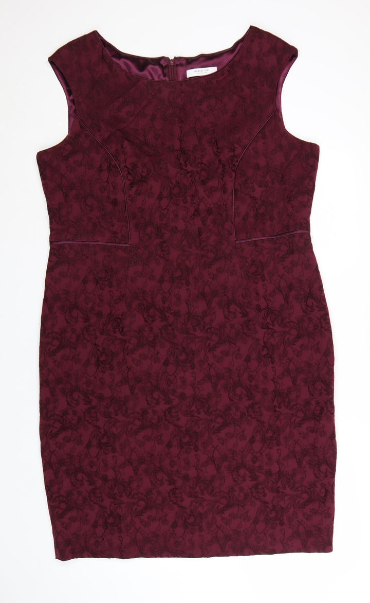 Jacques Vert Women Purple Sheath Knee Length Dress Size 20