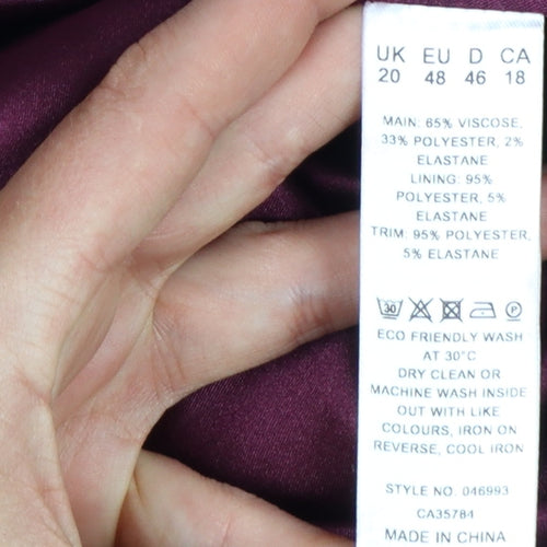 Jacques Vert Women Purple Sheath Knee Length Dress Size 20