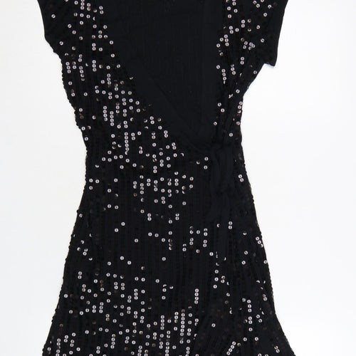 Jasper Conran Jeans Women’s Black Sequin Wrap Party Dress Size 12