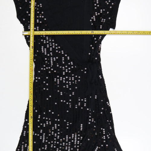 Jasper Conran Jeans Women’s Black Sequin Wrap Party Dress Size 12