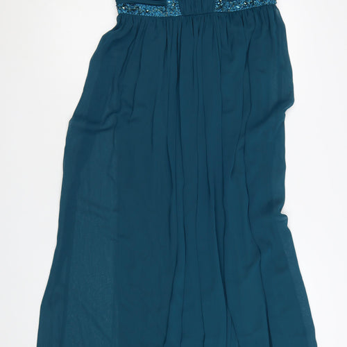 Decode 1.8 Women’s Blue Beaded Chiffon Long Formal Dress Size 10