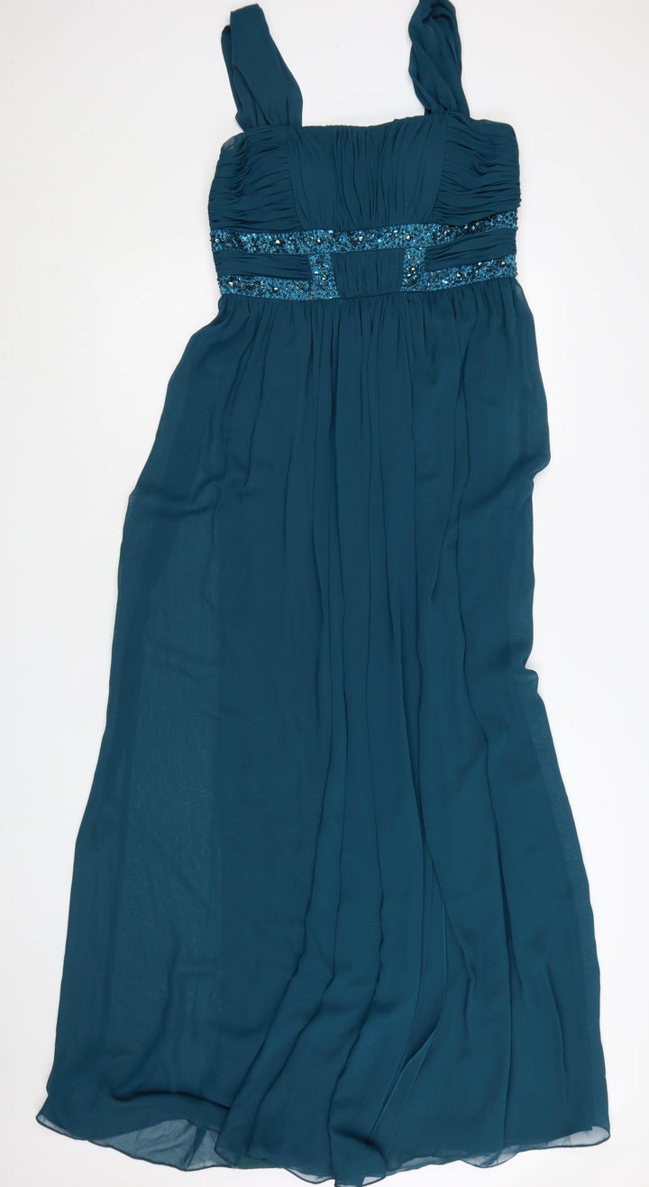 Decode 1.8 Women’s Blue Beaded Chiffon Long Formal Dress Size 10