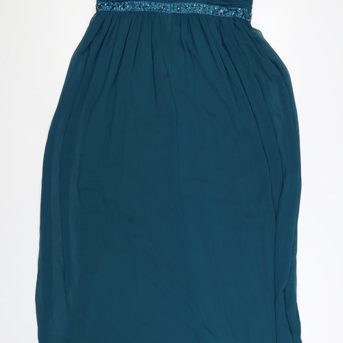 Decode 1.8 Women’s Blue Beaded Chiffon Long Formal Dress Size 10