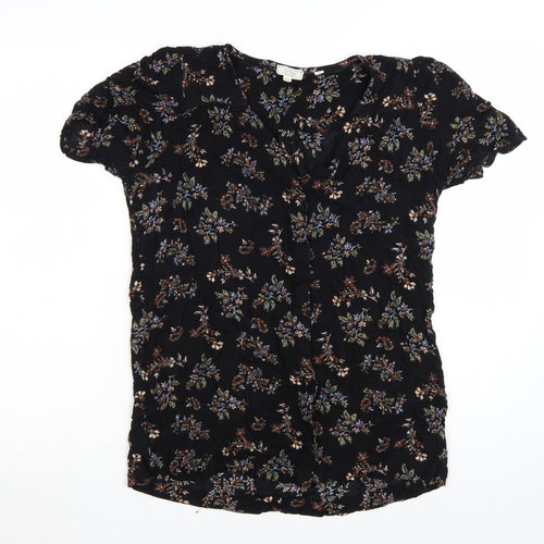 Fat Face Womens Black Floral Viscose Tunic Blouse UK 10