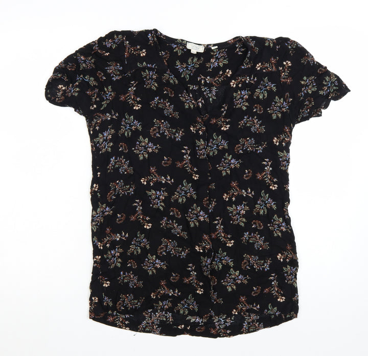 Fat Face Womens Black Floral Viscose Tunic Blouse UK 10