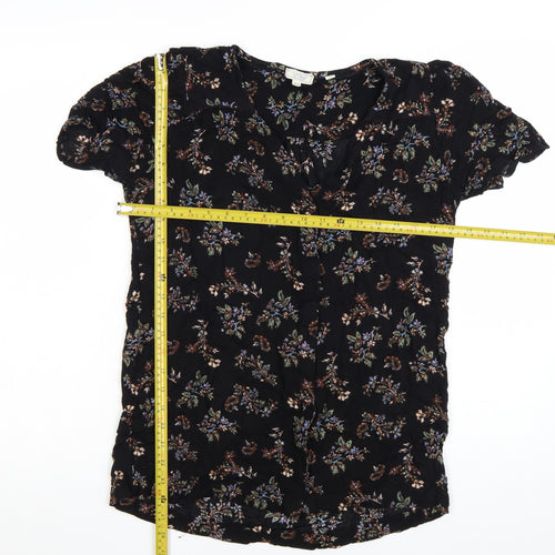 Fat Face Womens Black Floral Viscose Tunic Blouse UK 10