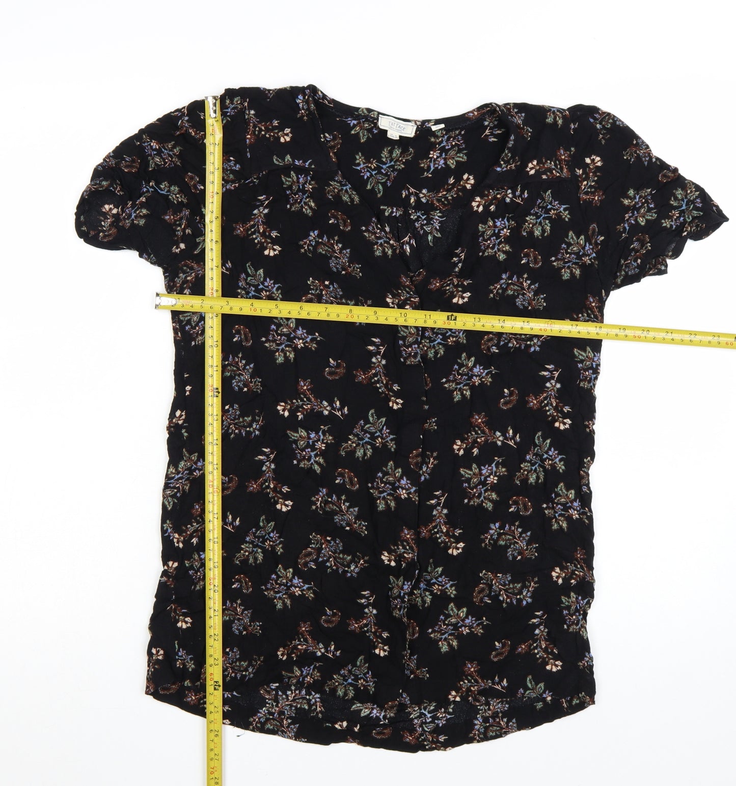 Fat Face Womens Black Floral Viscose Tunic Blouse UK 10