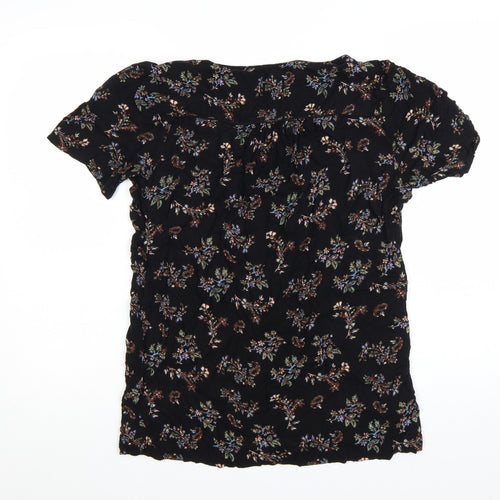 Fat Face Womens Black Floral Viscose Tunic Blouse UK 10