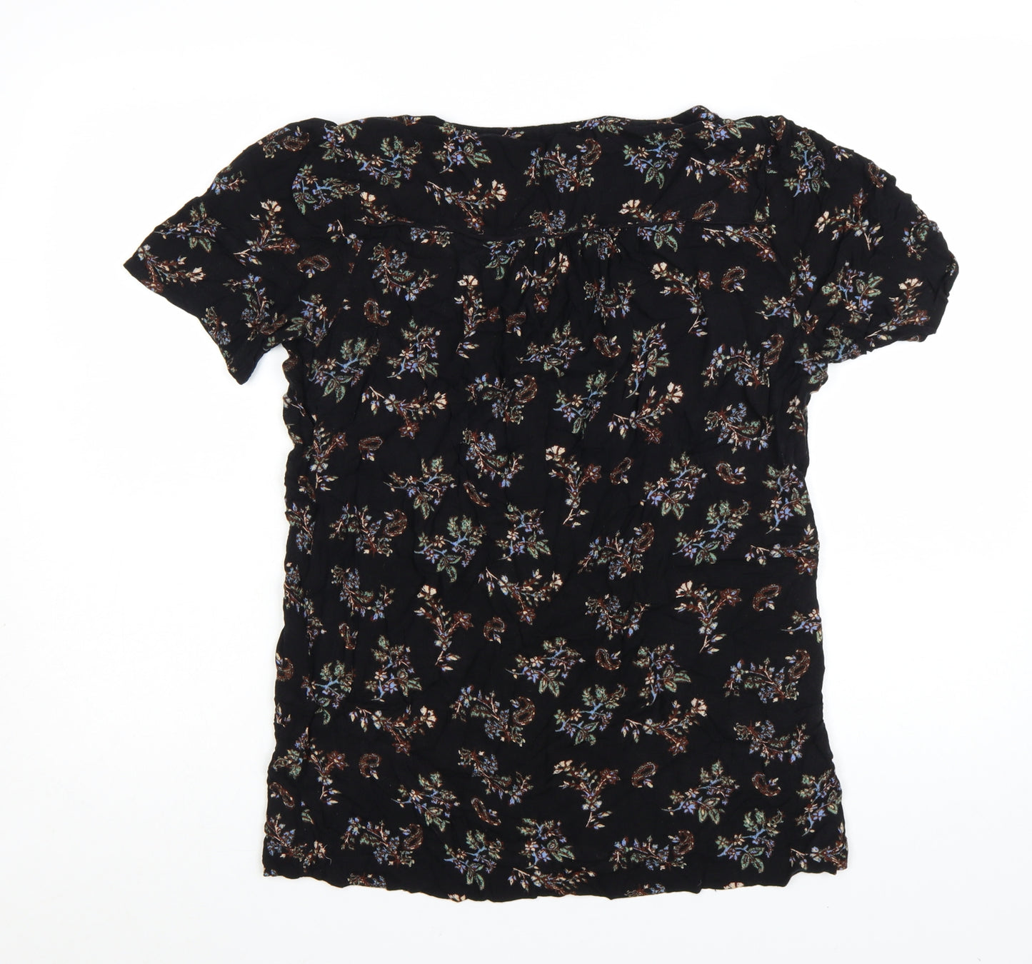 Fat Face Womens Black Floral Viscose Tunic Blouse UK 10