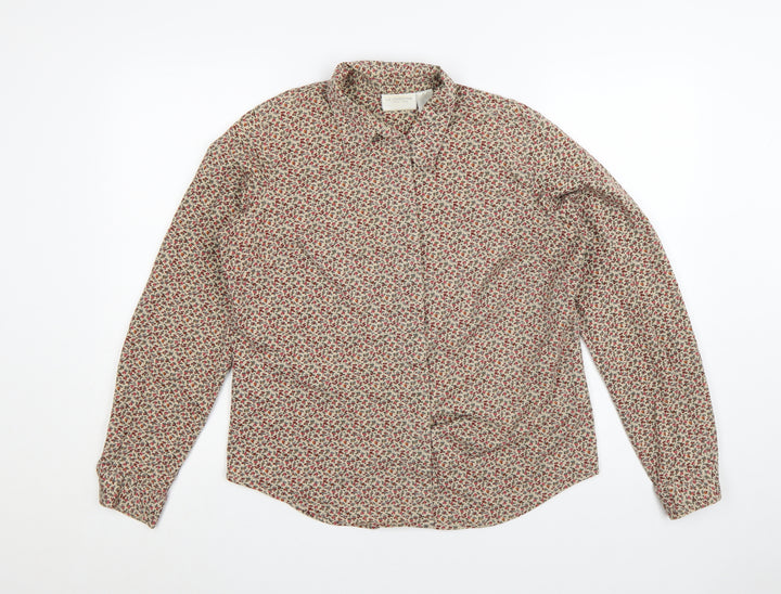 Liz Claiborne Women's Multicoloured Floral Long Sleeve Button-Up Shirt Size L