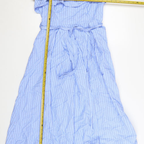 Marks and Spencer Women Blue Striped Midi A-Line Dress Size 12