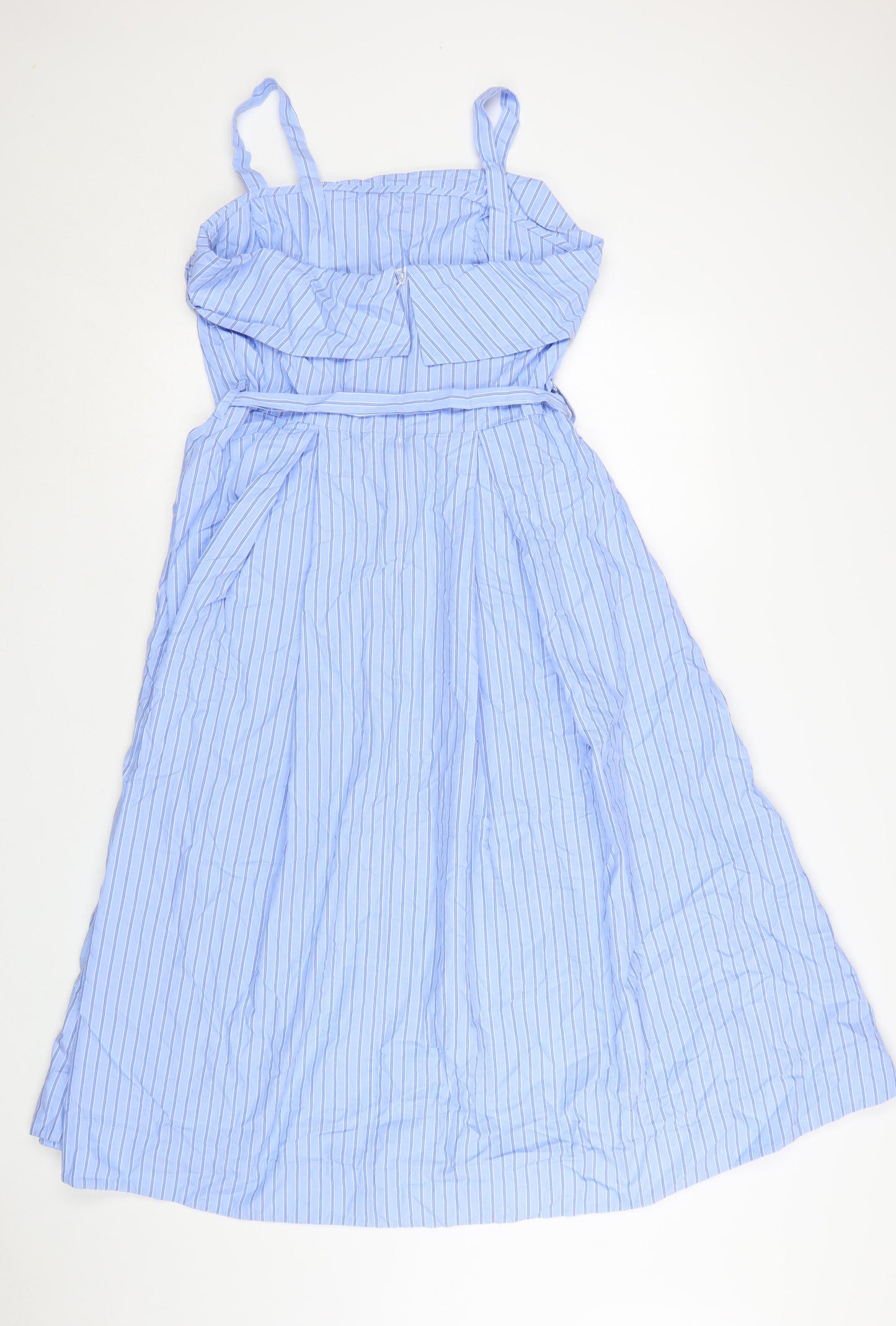 Marks and Spencer Women Blue Striped Midi A-Line Dress Size 12