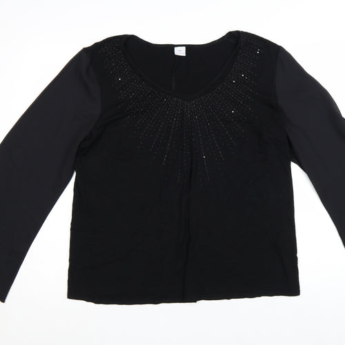 New Look Inspire Women's Black Beaded V-Neck Tunic Blouse Size 20