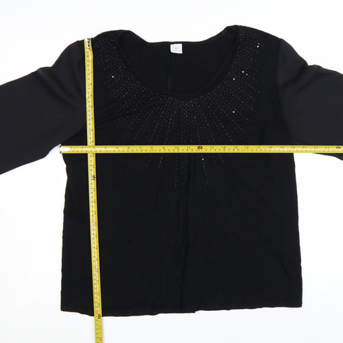 New Look Inspire Women's Black Beaded V-Neck Tunic Blouse Size 20