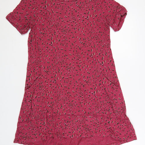 FatFace Women Pink Animal Print Shift Dress Size 10 Short Sleeve
