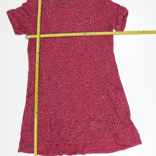 FatFace Women Pink Animal Print Shift Dress Size 10 Short Sleeve