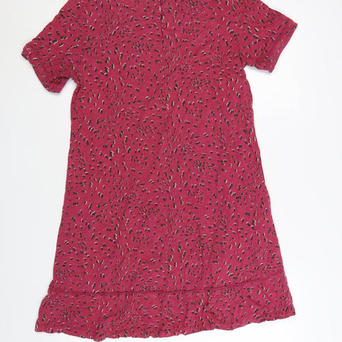 FatFace Women Pink Animal Print Shift Dress Size 10 Short Sleeve
