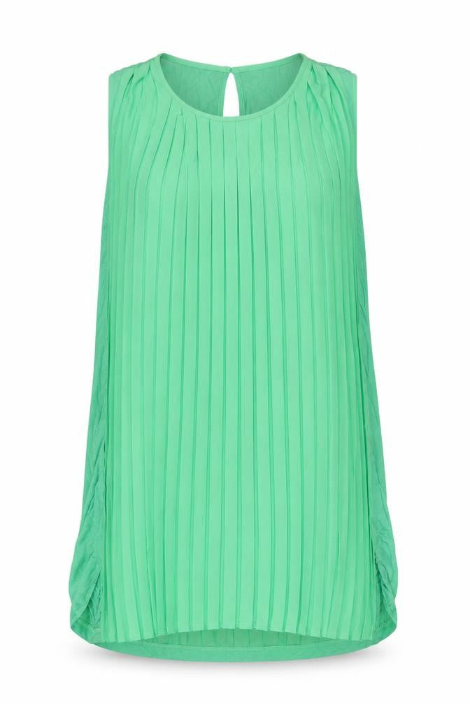 French Connection Women's Green Sleeveless Pleated Shift Dress Size 16