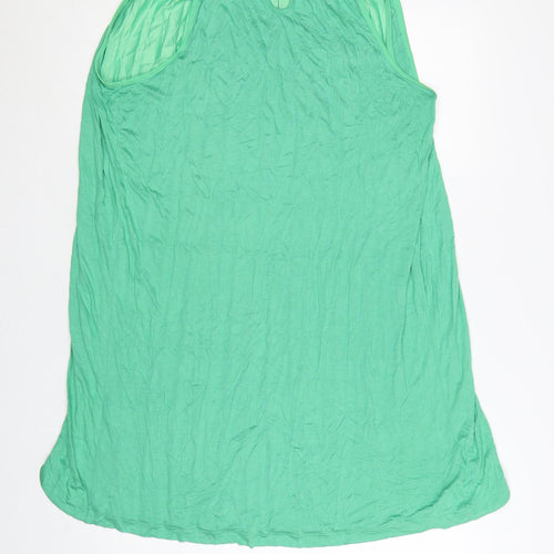 French Connection Women's Green Sleeveless Pleated Shift Dress Size 16