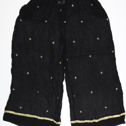 French Connection Women’s Black Embroidered Cropped Trousers Size L
