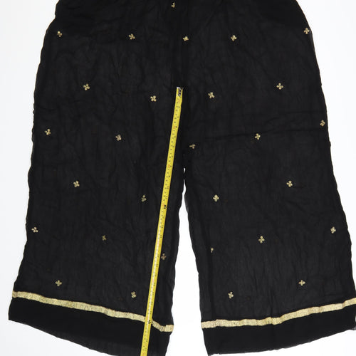 French Connection Women’s Black Embroidered Cropped Trousers Size L