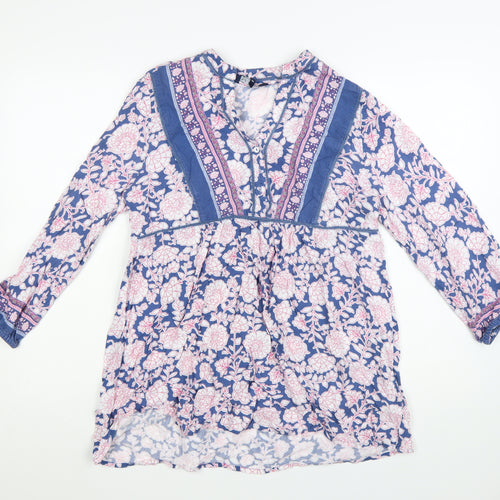 Crew Clothing Women Blue Floral Bohemian Short Dress Size 8