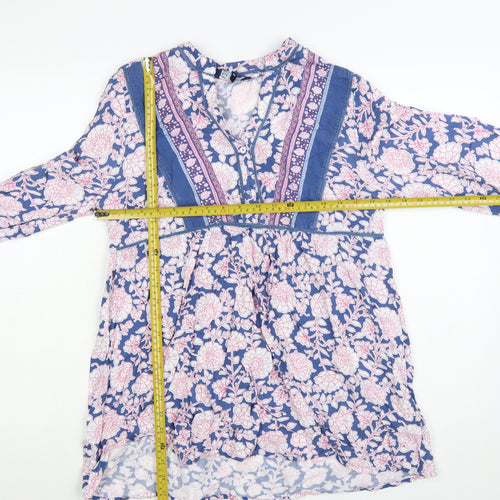Crew Clothing Women Blue Floral Bohemian Short Dress Size 8